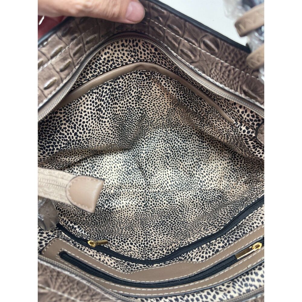 New Alyssa Faux Leather Croc Vegan 2 Piece Wallet & Bag Set Tan Shoulder Bag - Picture 7 of 10